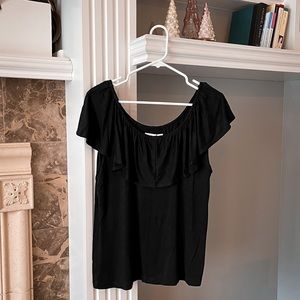 Anthropologie | Black ruffled blouse | L